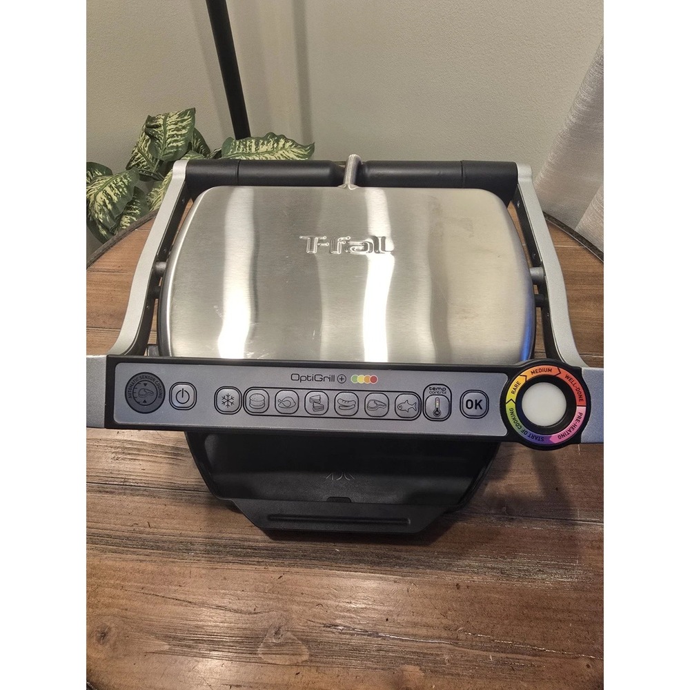 T-fal OptiGrill+ Electric Indoor Grill GC712D54 Silver Black 1800W Meat Grill